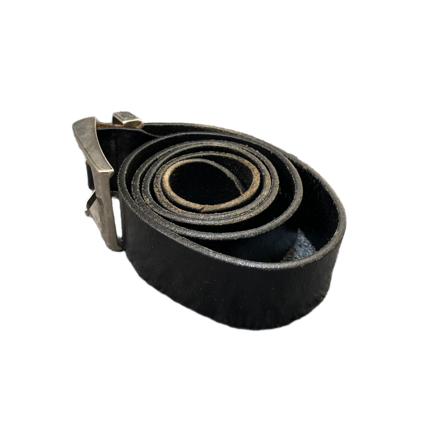 Waist Belt Mens Black Leather Adjustable Stainless Steel Pin Buckle 41 inches