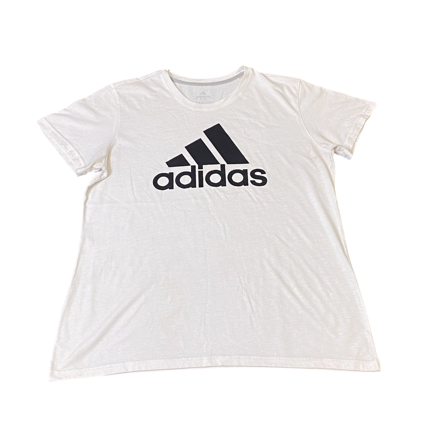 adidas Tee Shirt Mens XL White 3 Stripes Logo Short Sleeve Go-To Performance
