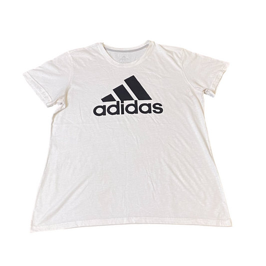 adidas Tee Shirt Mens XL White 3 Stripes Logo Short Sleeve Go-To Performance