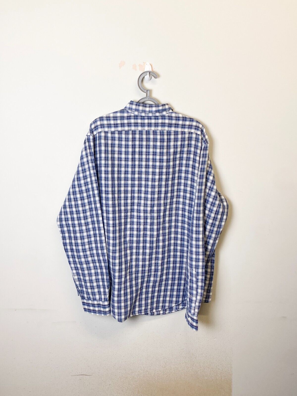 Ralph Lauren Shirt Mens Large Blue Plaid Long Sleeve Small Blue Polo Pony Logo