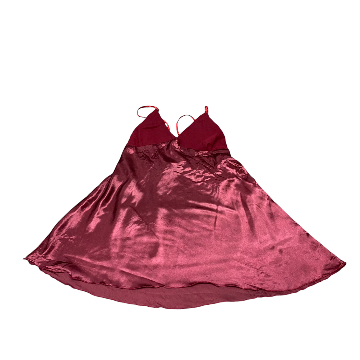 Camisole Top Womens S Red Satin Adjustable Strap Backless V-Neck Pullover