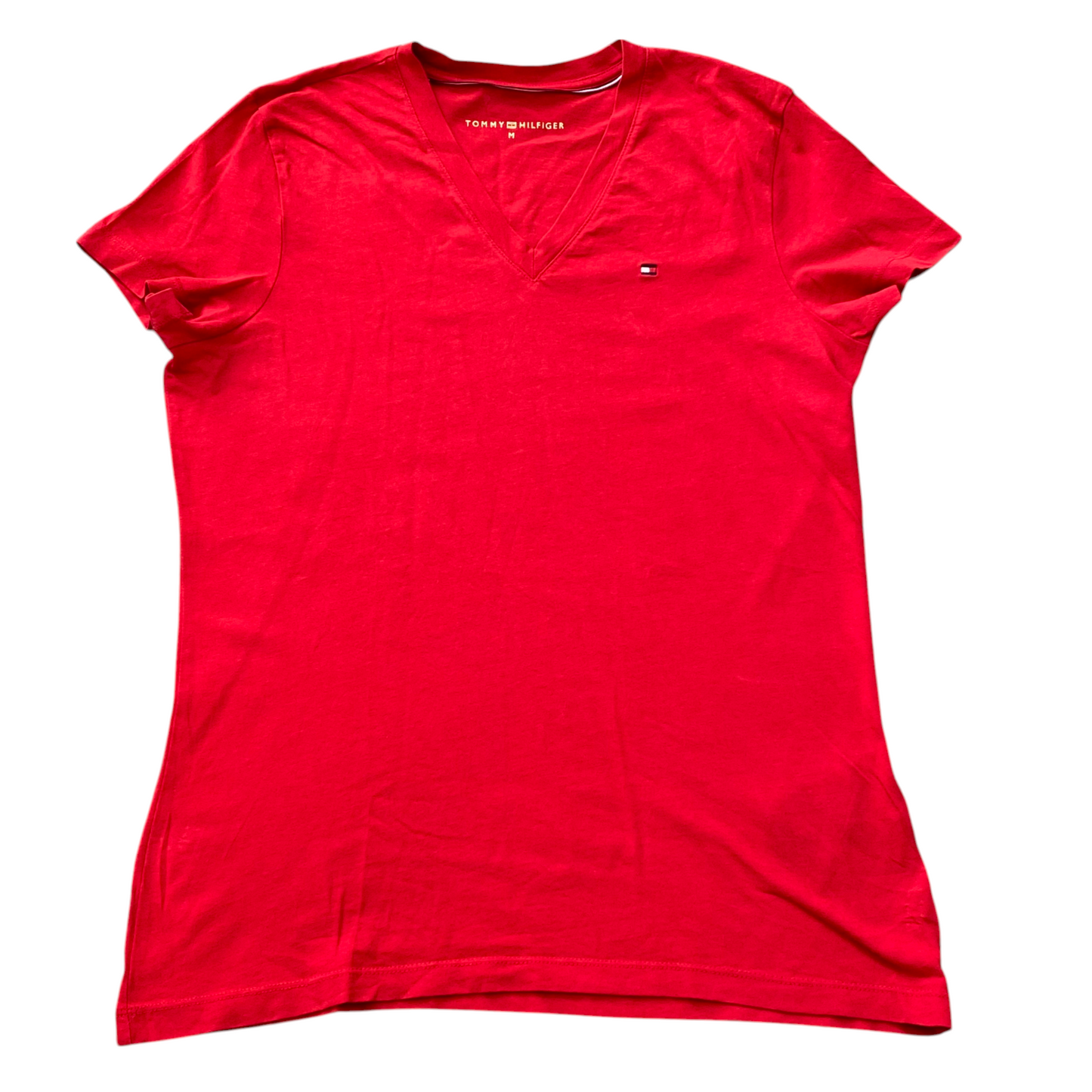 Tommy Hilfiger T-Shirt Womens Medium Red Short Sleeve Crew Neck Classic Tee