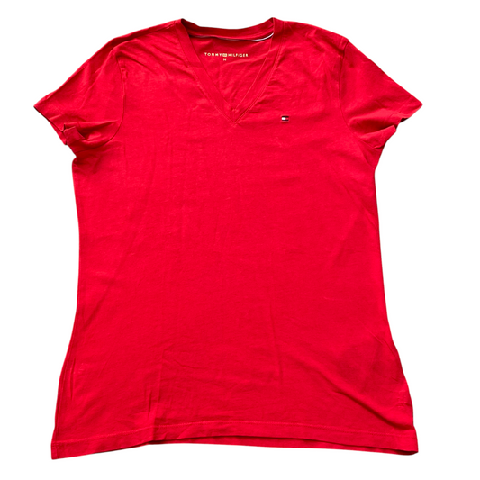 Tommy Hilfiger T-Shirt Womens Medium Red Short Sleeve Crew Neck Classic Tee