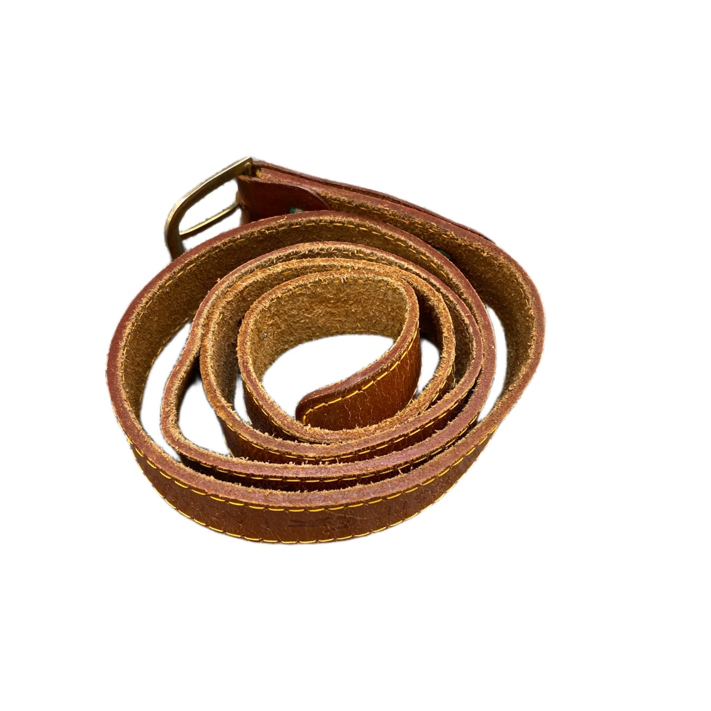 Lacoste Waist Belt Mens Brown Leather Adjustable Brass Buckle 41.5 Inches