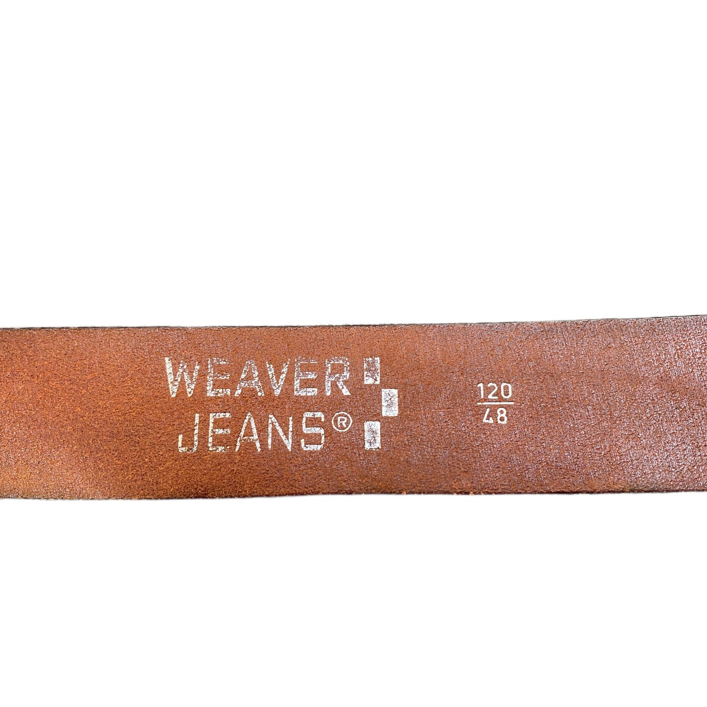 Weaver Jeans Waist Belt Mens Brown Leather Adjustable Brass Buckle 46.5 Inches