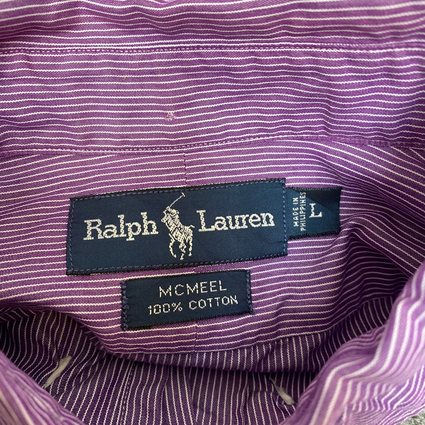 Ralph Lauren Shirt Mens L Purple Striped Mcmeel Blue Pony Logo Button Down
