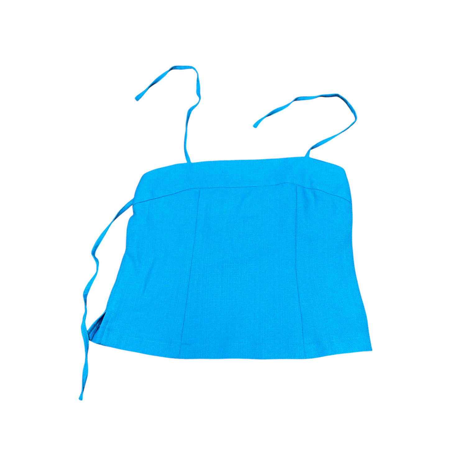 Halter Cropped Top Womens S Blue Solid Side Slit Off-Shoulder Preppy Outdoor