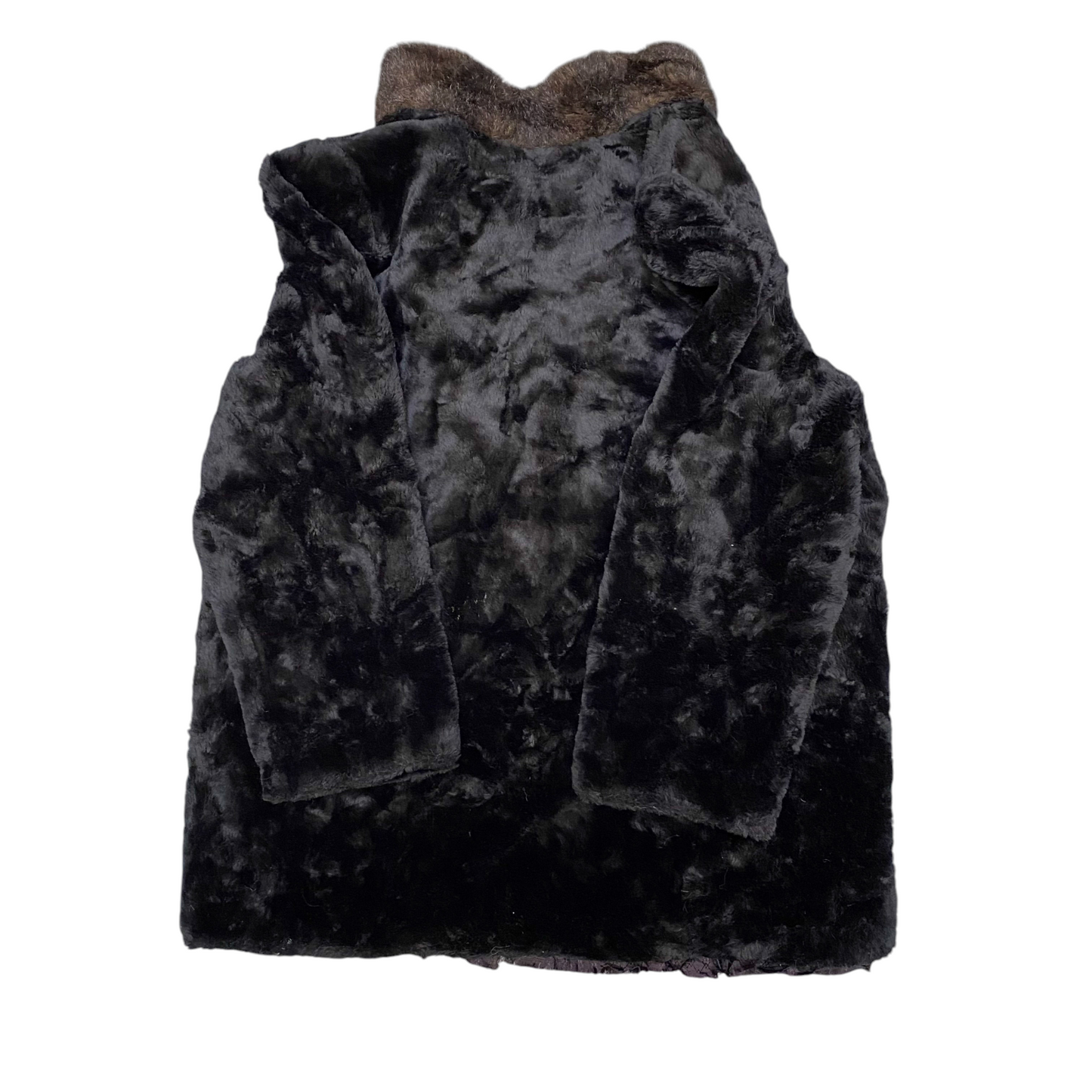 Mariel Turner Faux Fur Jacket Womens Large Black Lined Long Sleeve Open Front