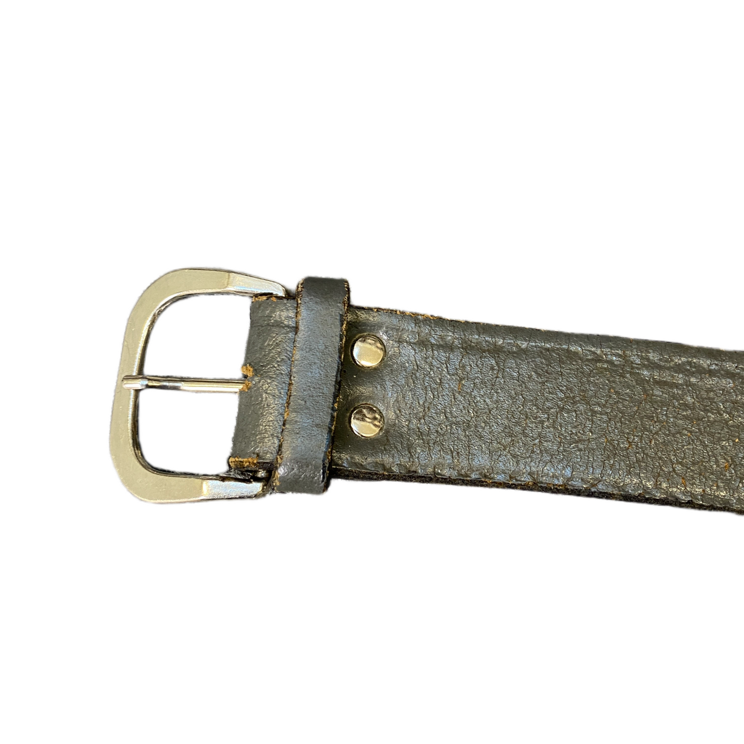 Waist Belt Men Dark Green Cow Leather Adjustable Silver Pin Buckle 50.5 inches