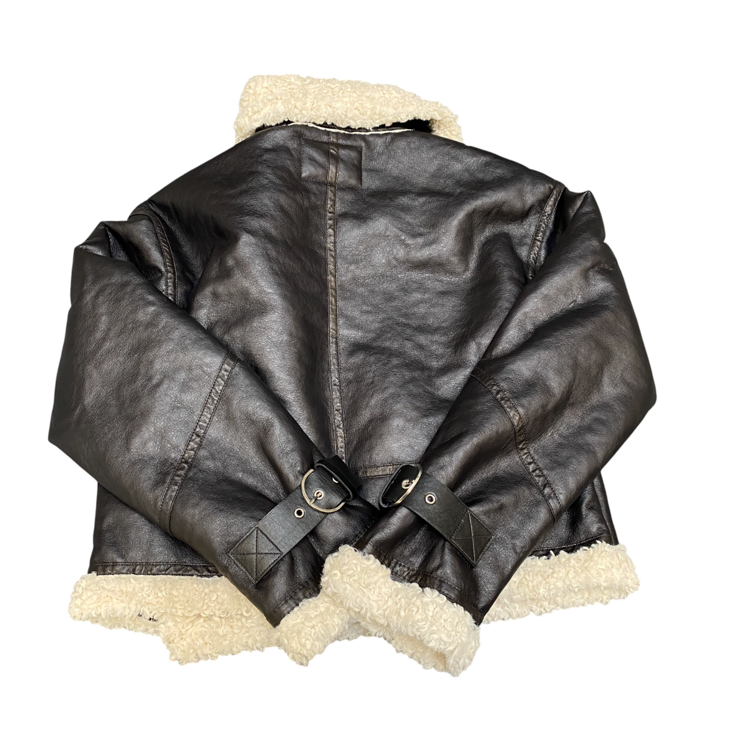 AMISU by New Yorker Leather Motorcycle Jacket Womens M Black Asymmetrical Zip