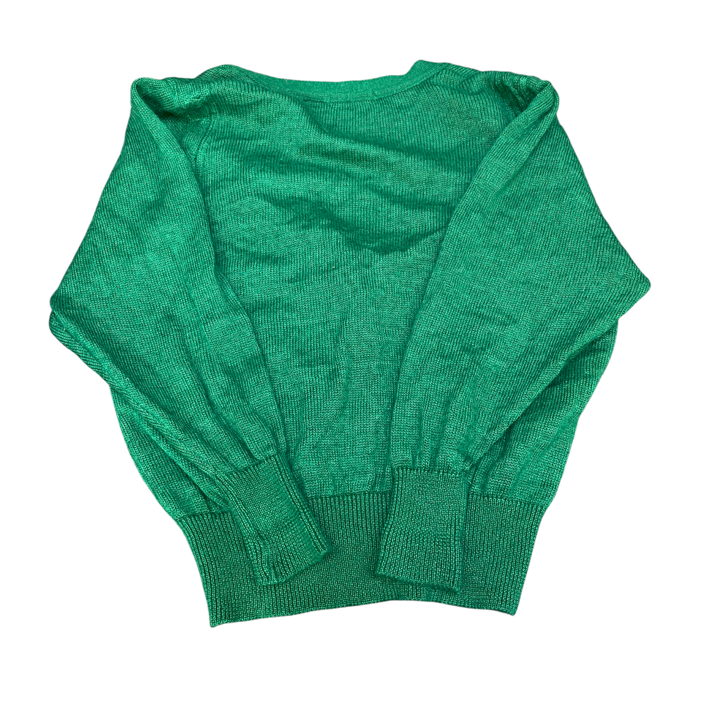 Vice Versa Cardigan Jumper Women Large Green Tight Knit Soft V Neck Button Front