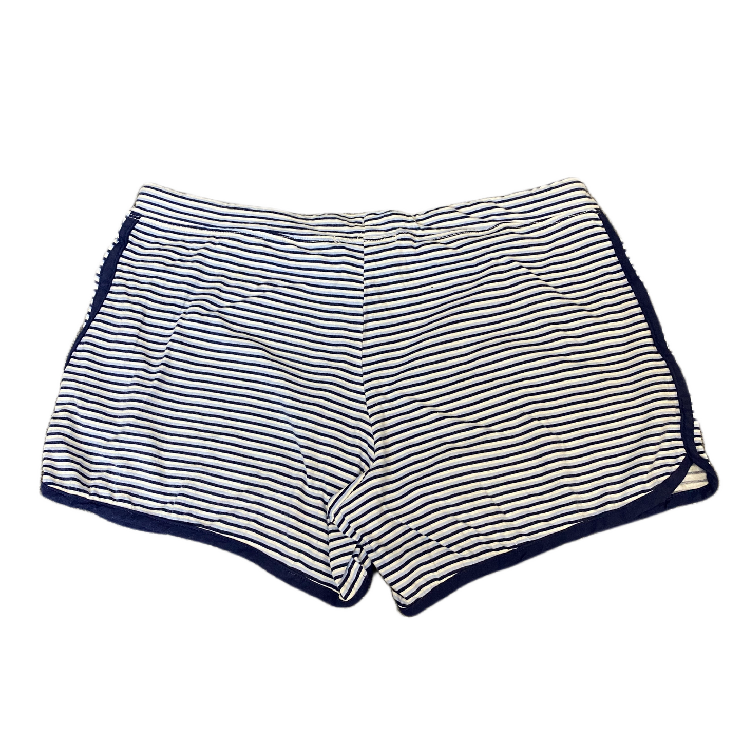 Running Sprinter Shorts Women M 31" Waist White Blue Striped Workout Dolphin Hem