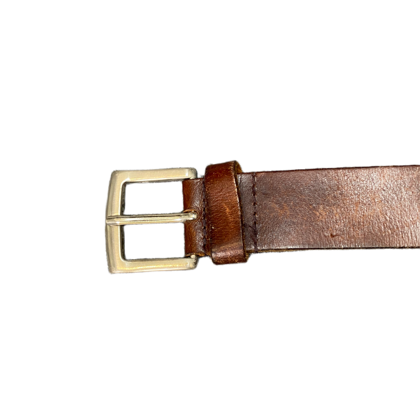Waist Belt Men Dark Brown Leather Adjustable Silver Pin Buckle 41 inches