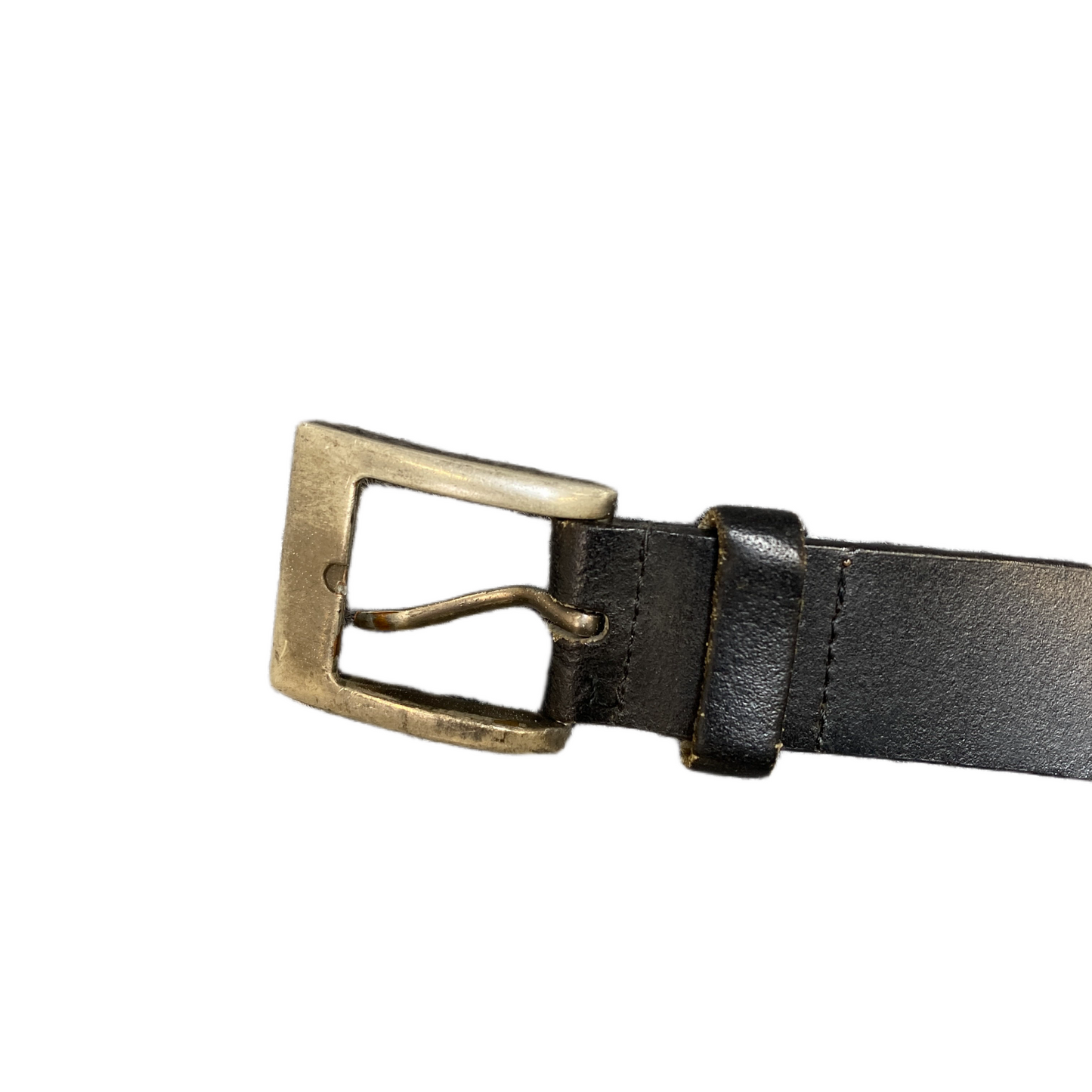 Vintage Waist Belt Mens Black Leather Adjustable Silver Pin Buckle 41.5 inches