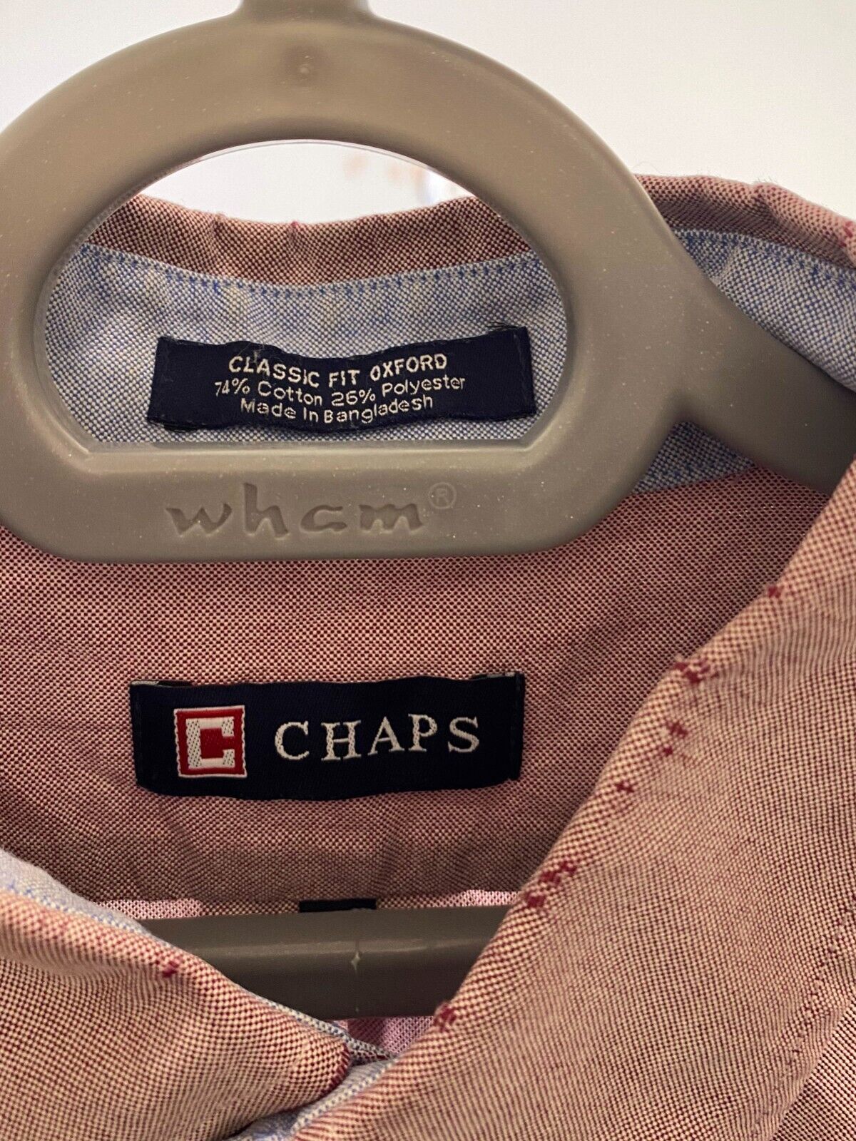Chaps Shirt Men Large Pink Cotton Classic Fit Oxford Collared Casual Button Down