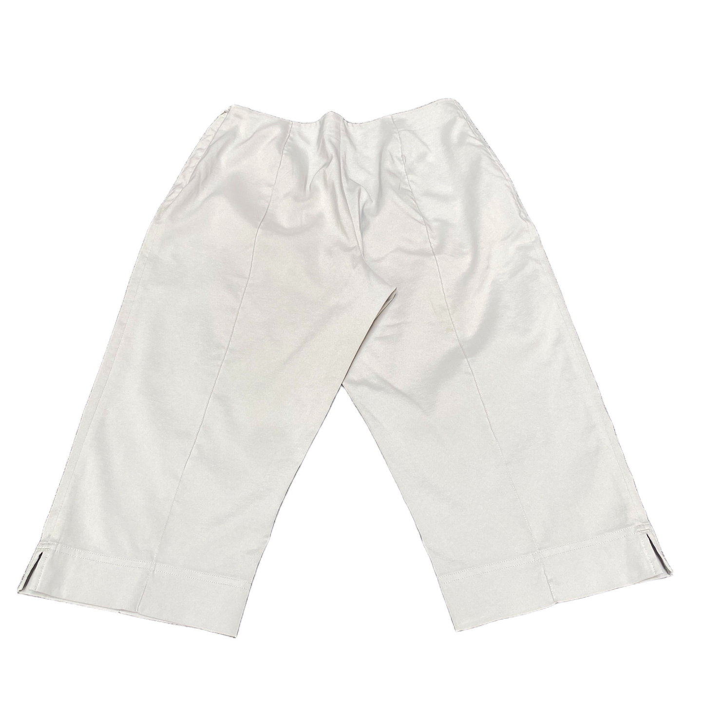 Adidas Joggers Fits as Womens 30" Waist White Stretch Ankle Slit Capri Trouser