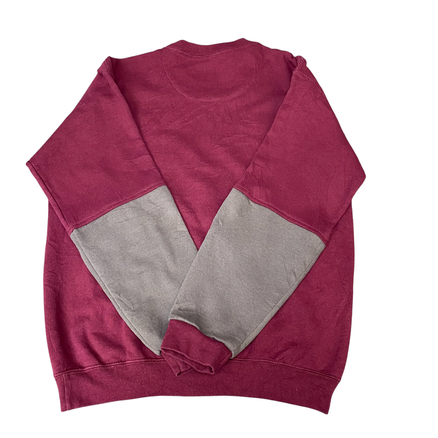 Nike Reworked Sweatshirt Men L Maroon Grey Embroidered Spellout Logo Vintage Y2K