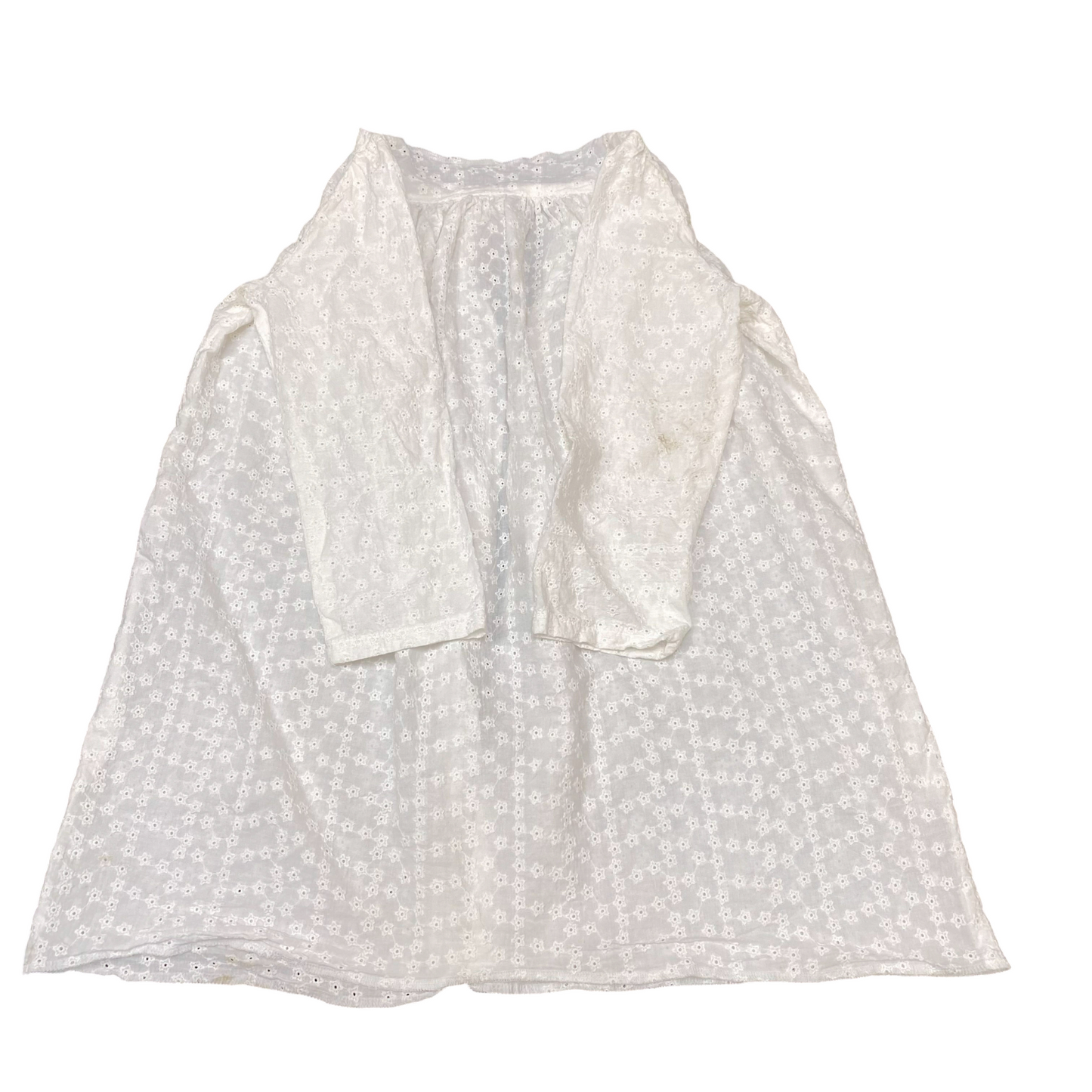 Blouse Top Womens M White Embroidered Eyelet Casual Long Sleeve Open Front