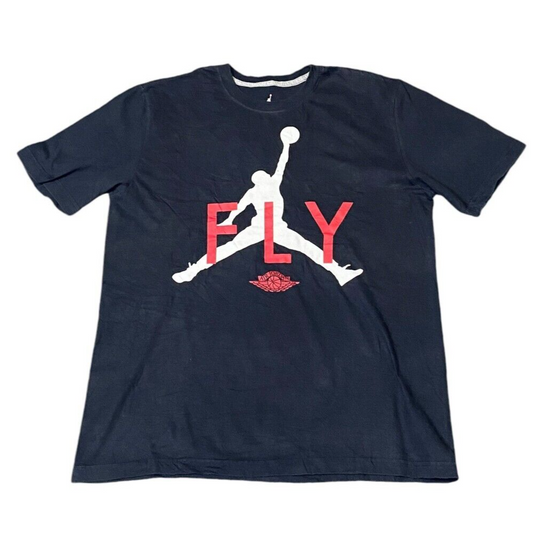 Air Jordan T-Shirt Women's L Black Swoosh Logo Crew Neck Pullover Casual Tee