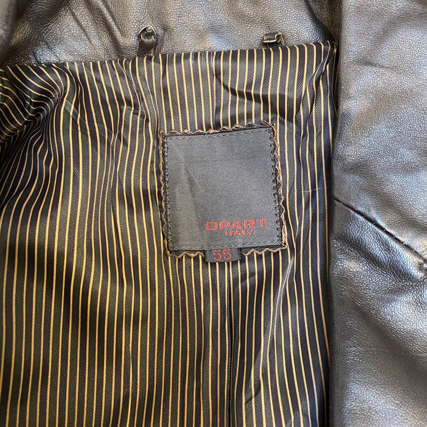 Opart Leather Blazer Jacket Womens Small Dark Brown Notch Lapel Single Breasted