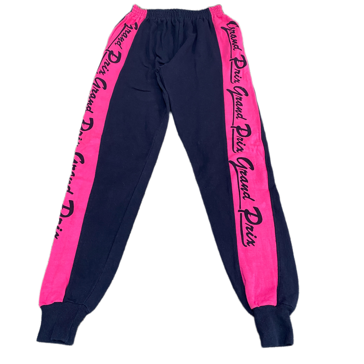 Grand Prix Jogger Pants Fits as Womens 24" Waist Navy Pink High Waisted Trousers