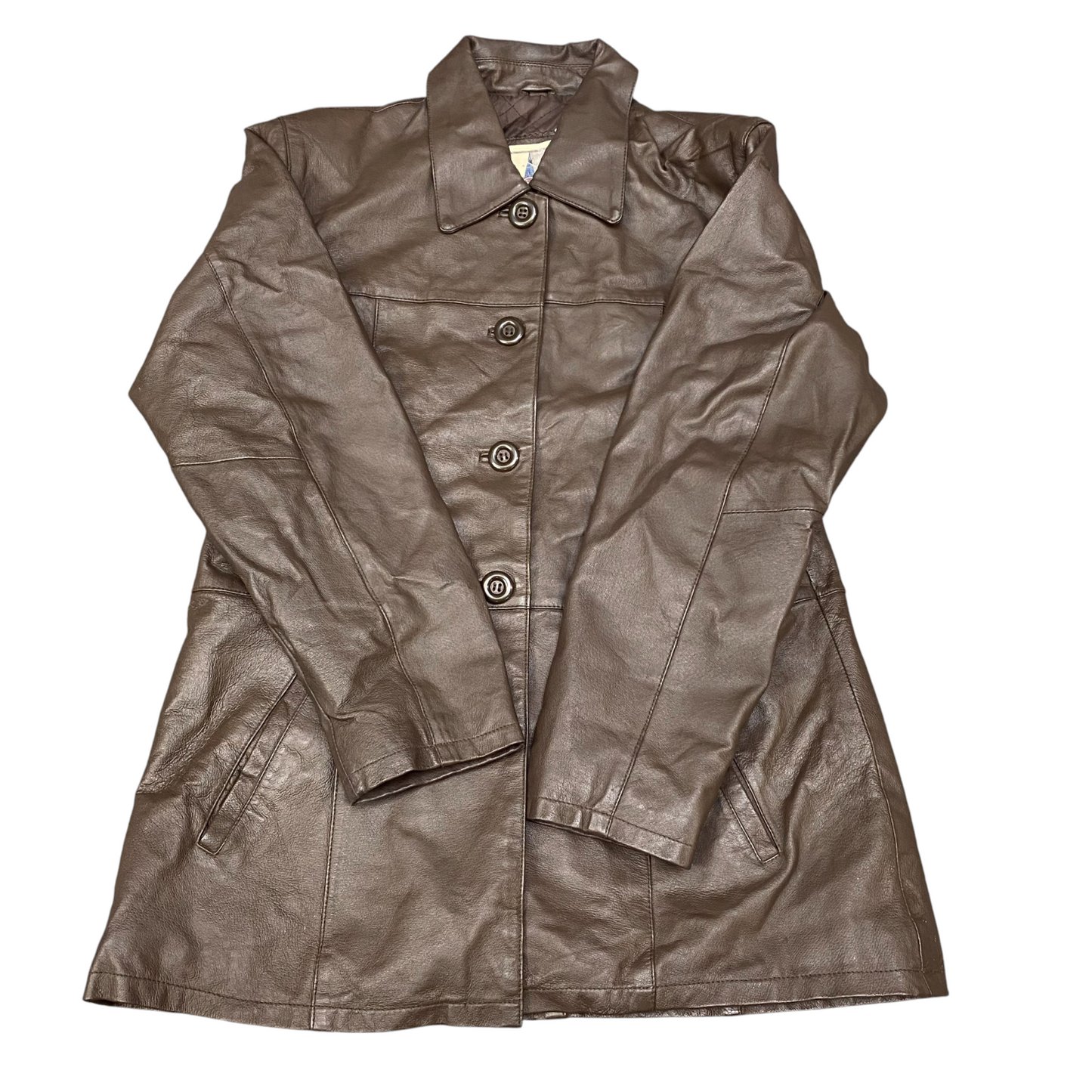 Middlebrook Park Leather Jacket Womens Small Brown Lined Collared Button Front