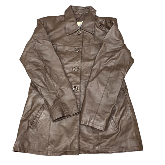 Middlebrook Park Leather Jacket Womens Small Brown Lined Collared Button Front