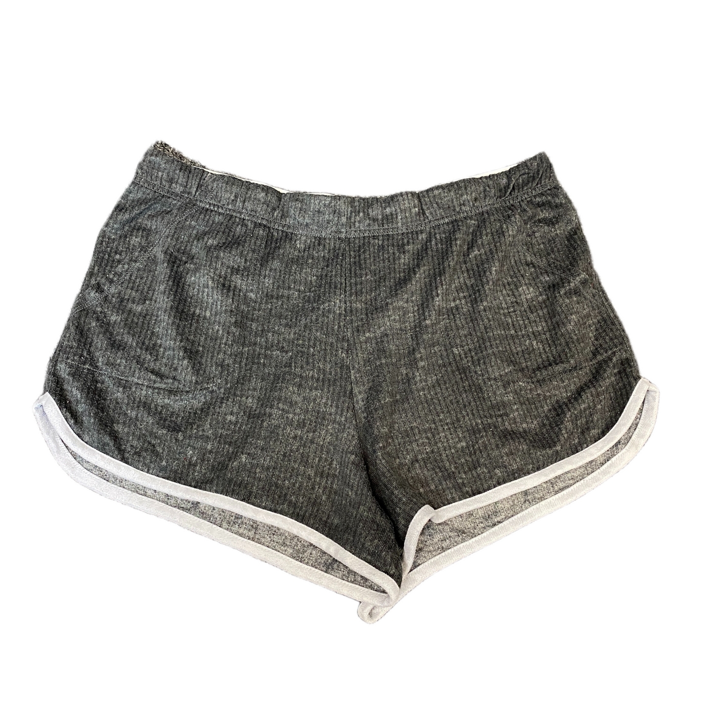 Running Sprinter Shorts Womens L 32" Waist Grey Athletic Gym Workout Dolphin Hem
