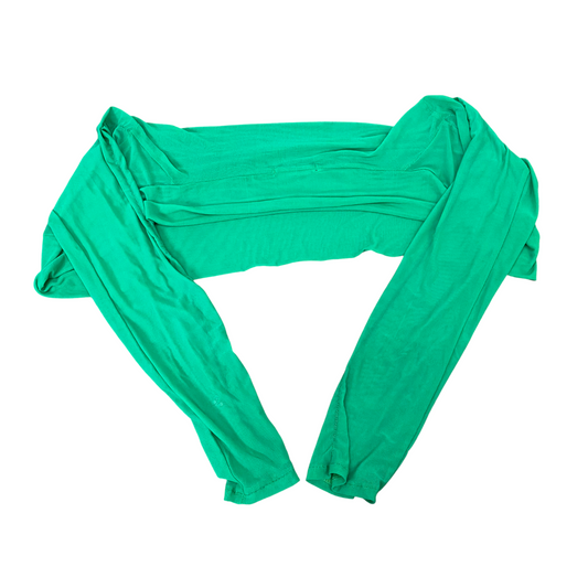 Rimoda Cropped Top Womens XL Green Mesh Boat Neck Casual Long Sleeve Pullover