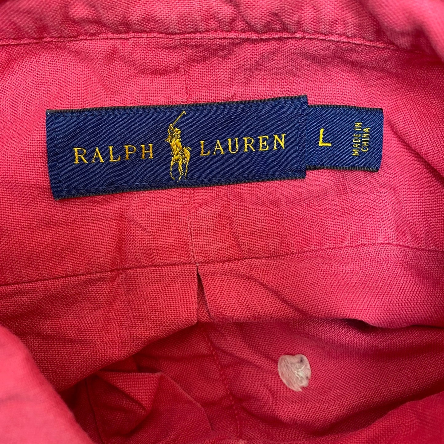 Ralph Lauren Shirt Mens L Pink Casual Long Sleeve Blue Pony Logo Button Down