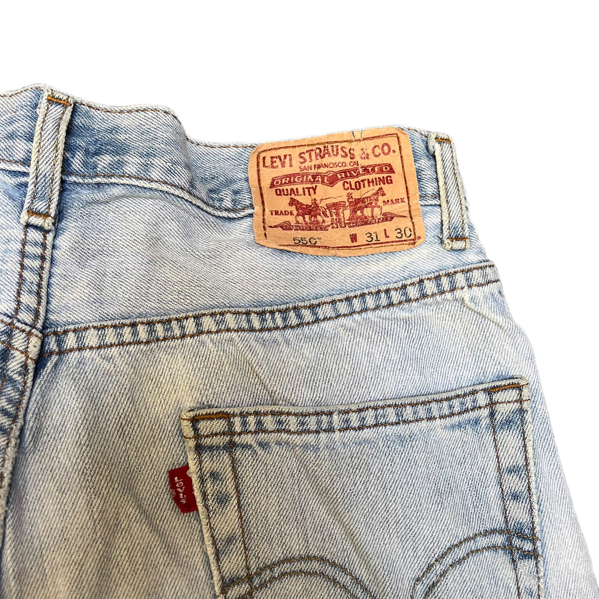 Levi's 550 Shorts Fits as Mens Small 29" Waist Blue Denim Light Wash Relaxed Fit