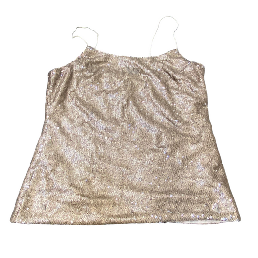 Banana Republic Cami Top Women S Yellow Metallic Sequin Spaghetti Strap Pullover