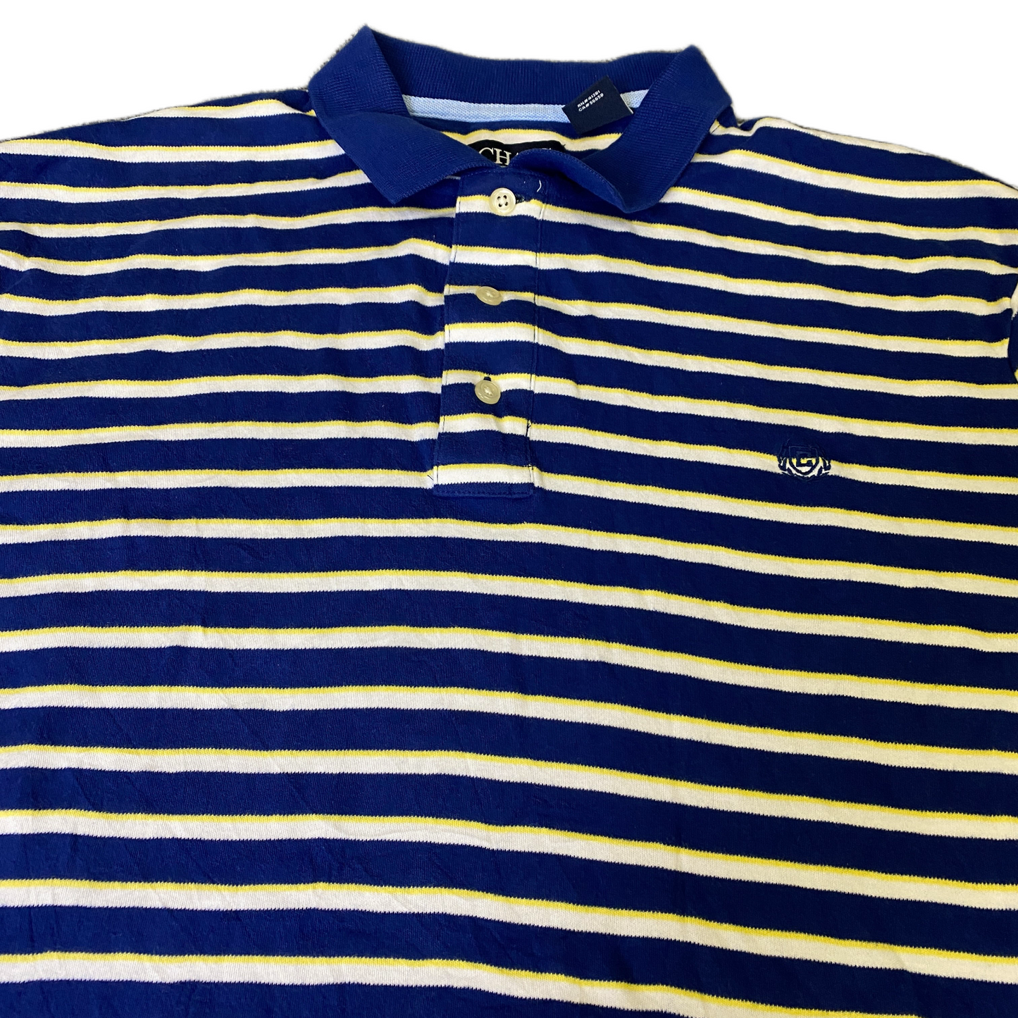 Chaps Polo Shirt Mens XL Multi Striped Short Sleeve Collared Side Slit Popover