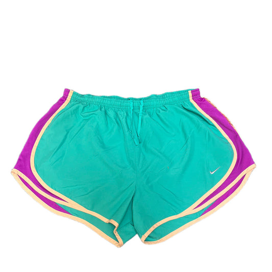 Nike Dri-FIT Running Shorts Fits as Womens L 32" Waist Green Purple Dolphin Hem