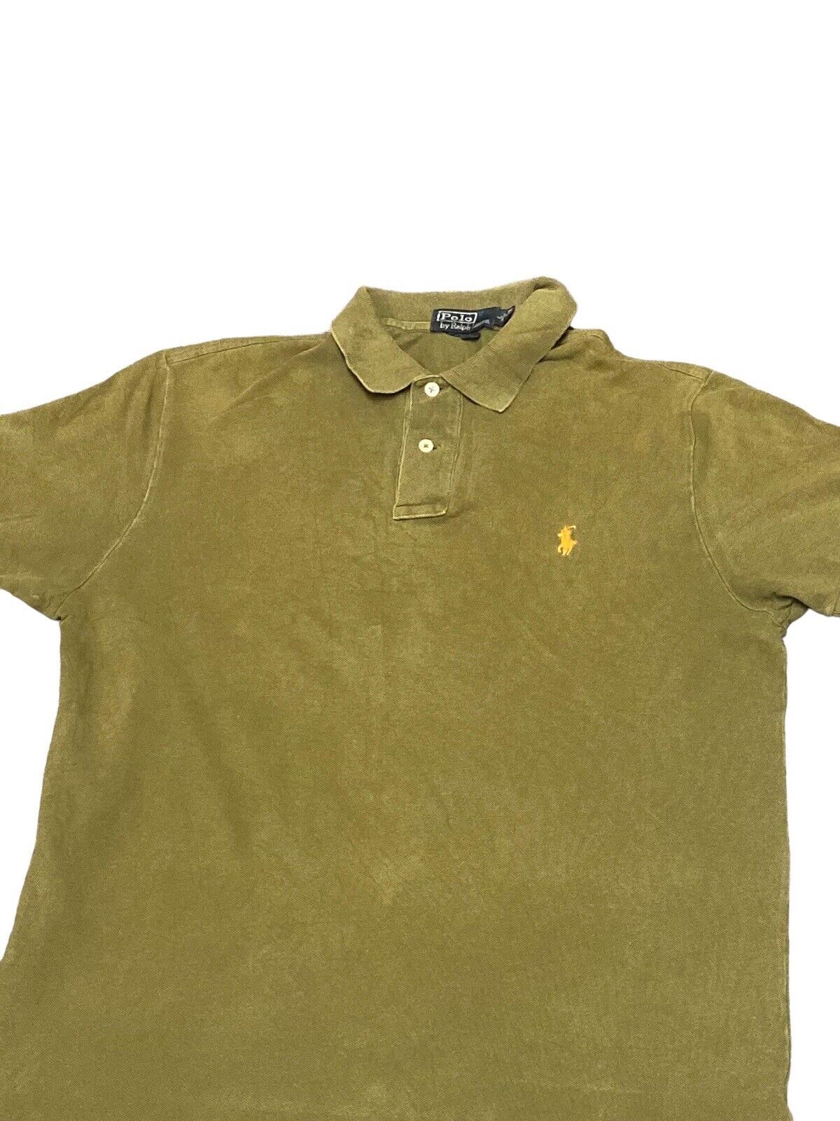 Ralph Lauren Polo Shirt Buttoned Solid Green Mens L Chest Logo