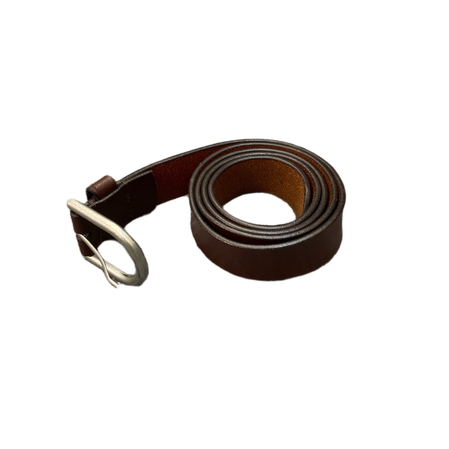 Waist Belt Mens Brown Leather Adjustable Silver D- Shape Buckle 41 Inches