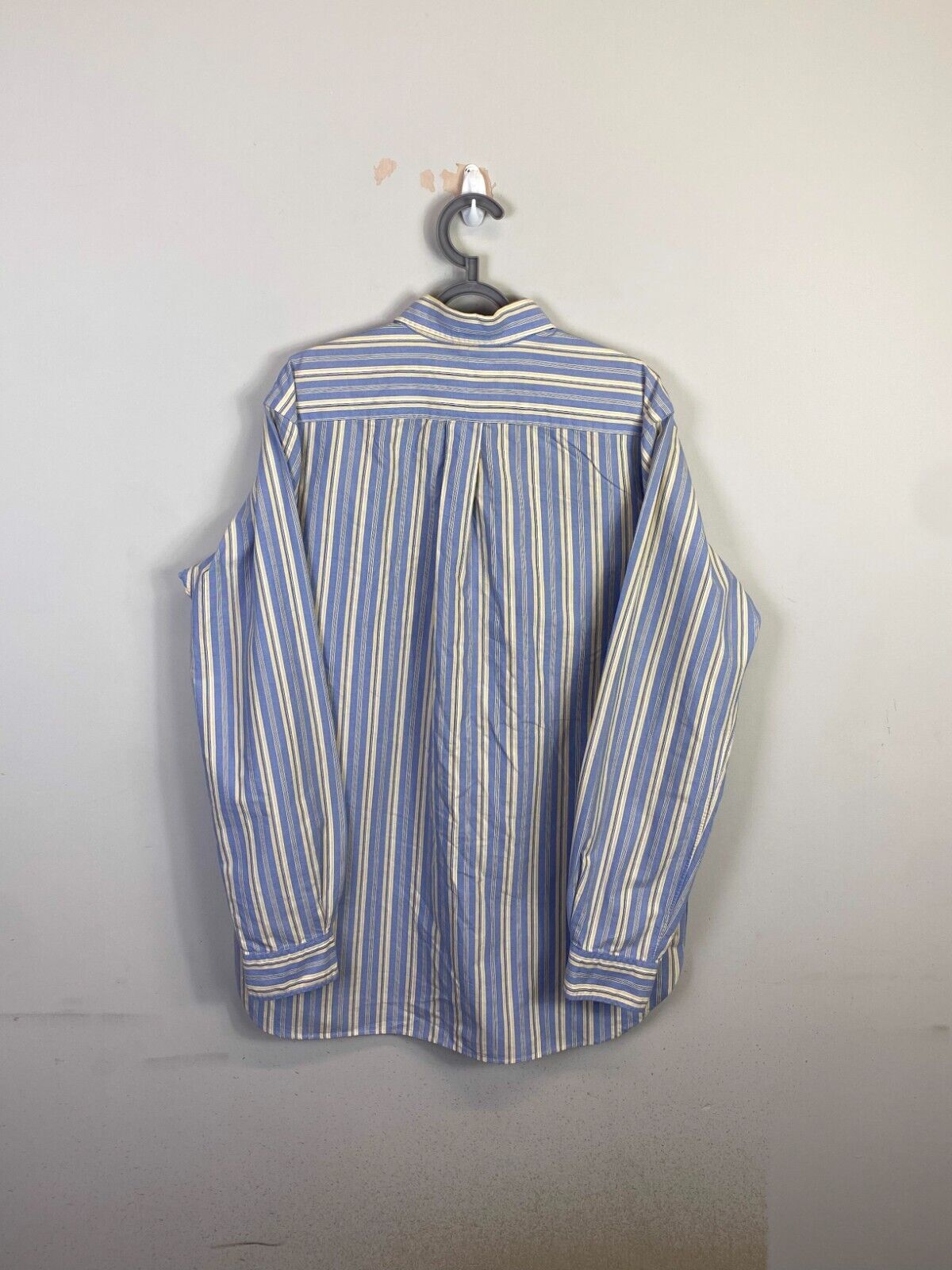 Ralph Lauren Shirt Men Medium Blue Striped Classic Fit Small Blue Polo Pony Logo