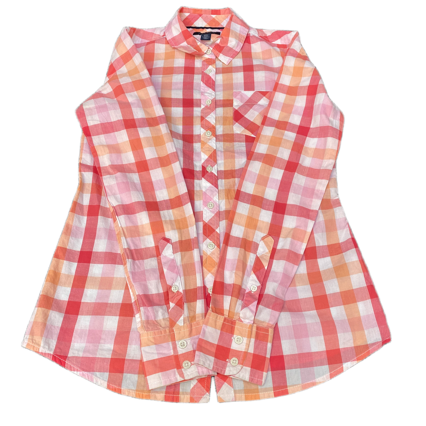 Tommy Hilfiger Shirt Womens XS Multi Plaid Single Pocket Collared Button Up
