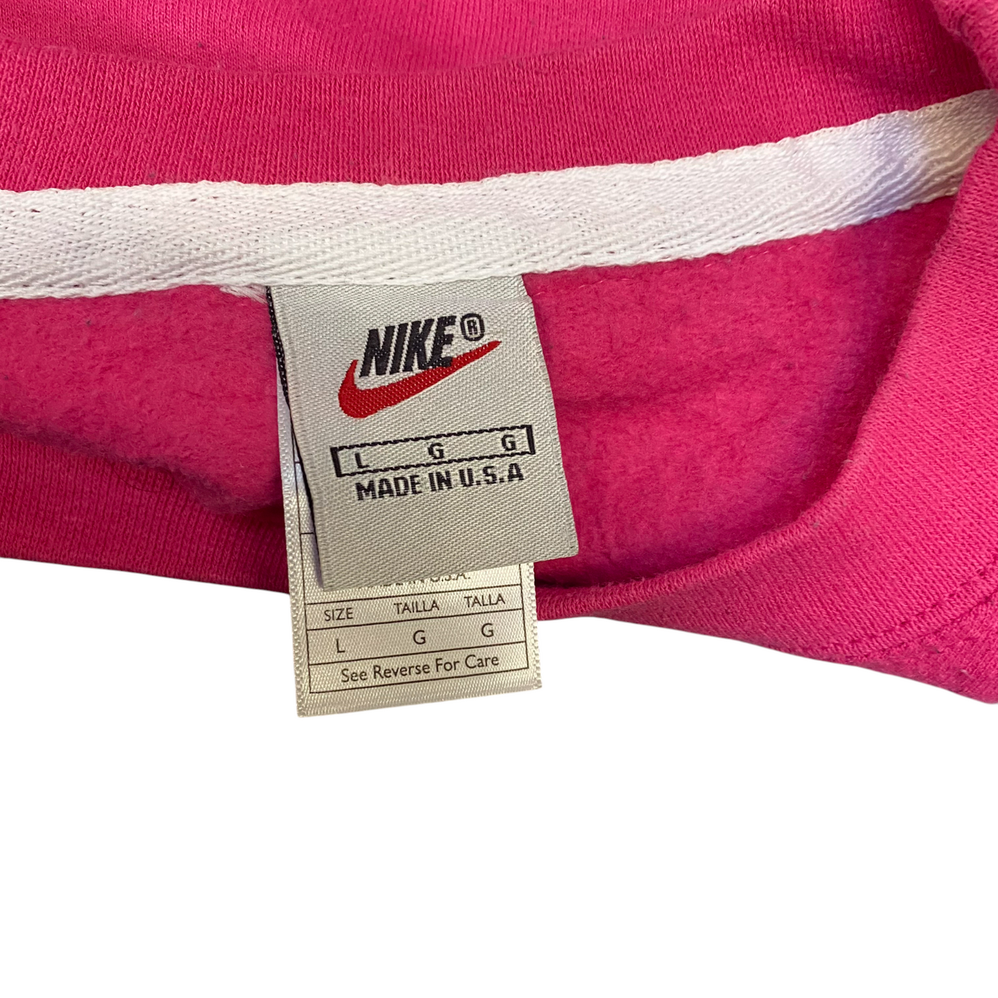 Nike Reworked Sweatshirt Mens L Pink Black Embroidered Spellout Logo Vintage Y2K