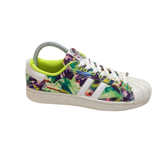 Women's Athletic Sneakers White Green Floral Print Comfortable Casual Lace Up