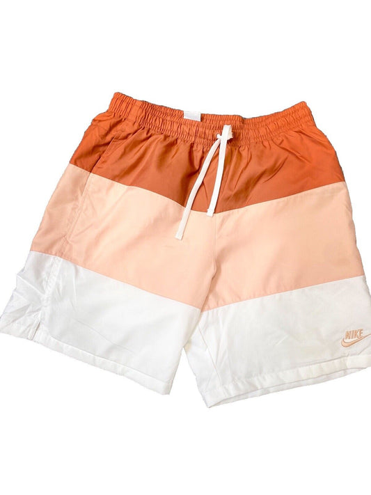 Nike Shorts Orange and White Multi Mens M Front Logo