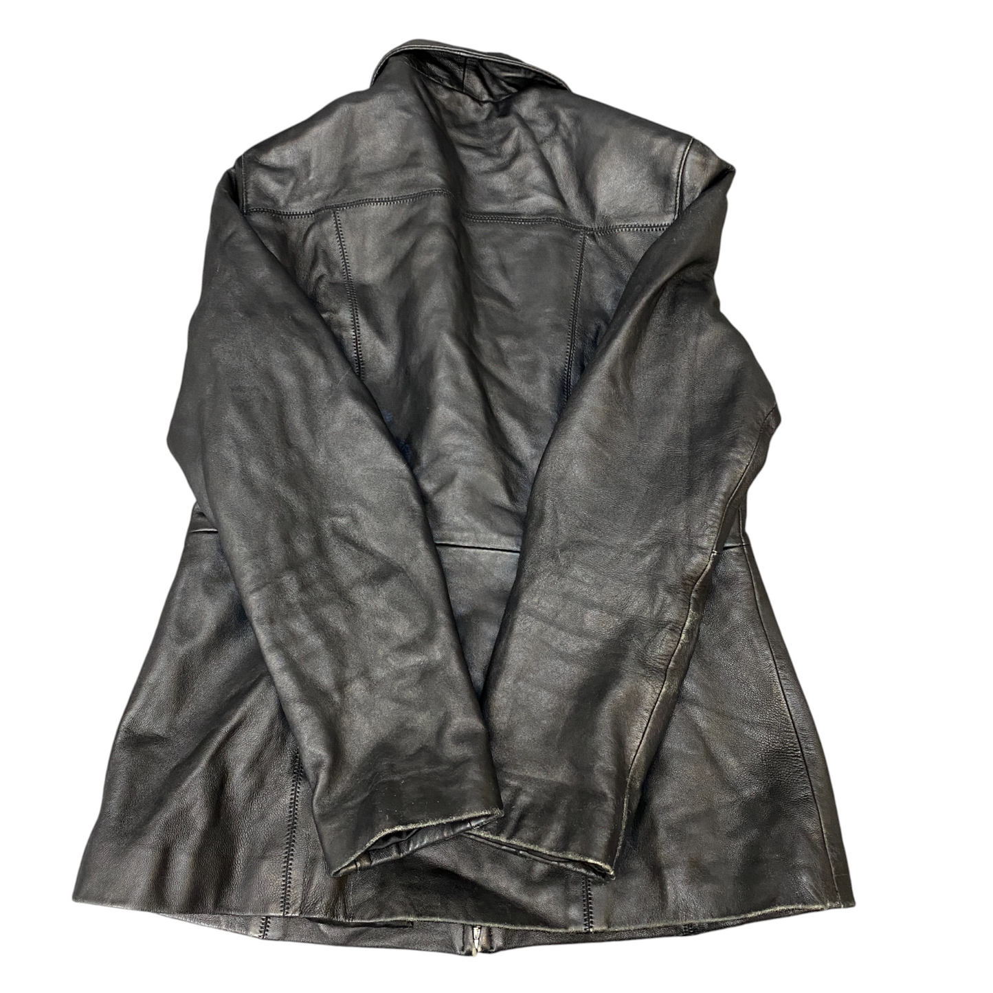 Canoe Dreams Lambs Leather Jacket Womens Medium Black Lined Collared Full Zip