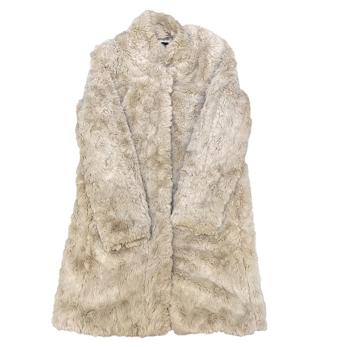 Expresso Faux Fur Coat Womens Medium White Wool Blend Lined Long Sleeve Collared