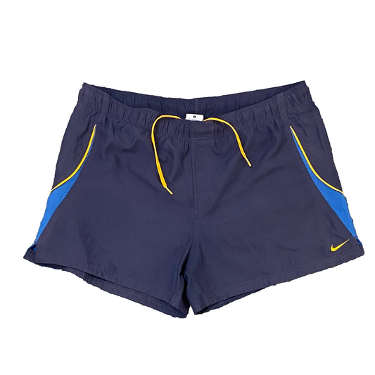 Nike Shorts Mens Large Blue Swoosh Logo Elastic Waist Mesh Lined Athletic Fit