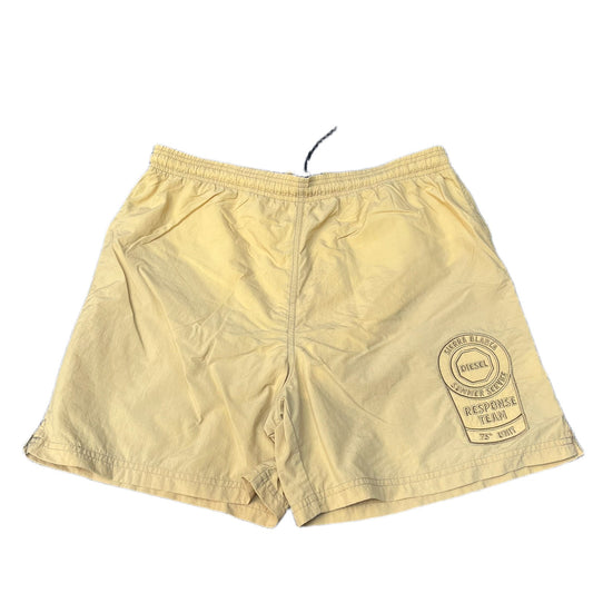 Vtg Diesel Swim Trunks Board Shorts Men L 32" Waist Yellow Mesh Lined Drawstring