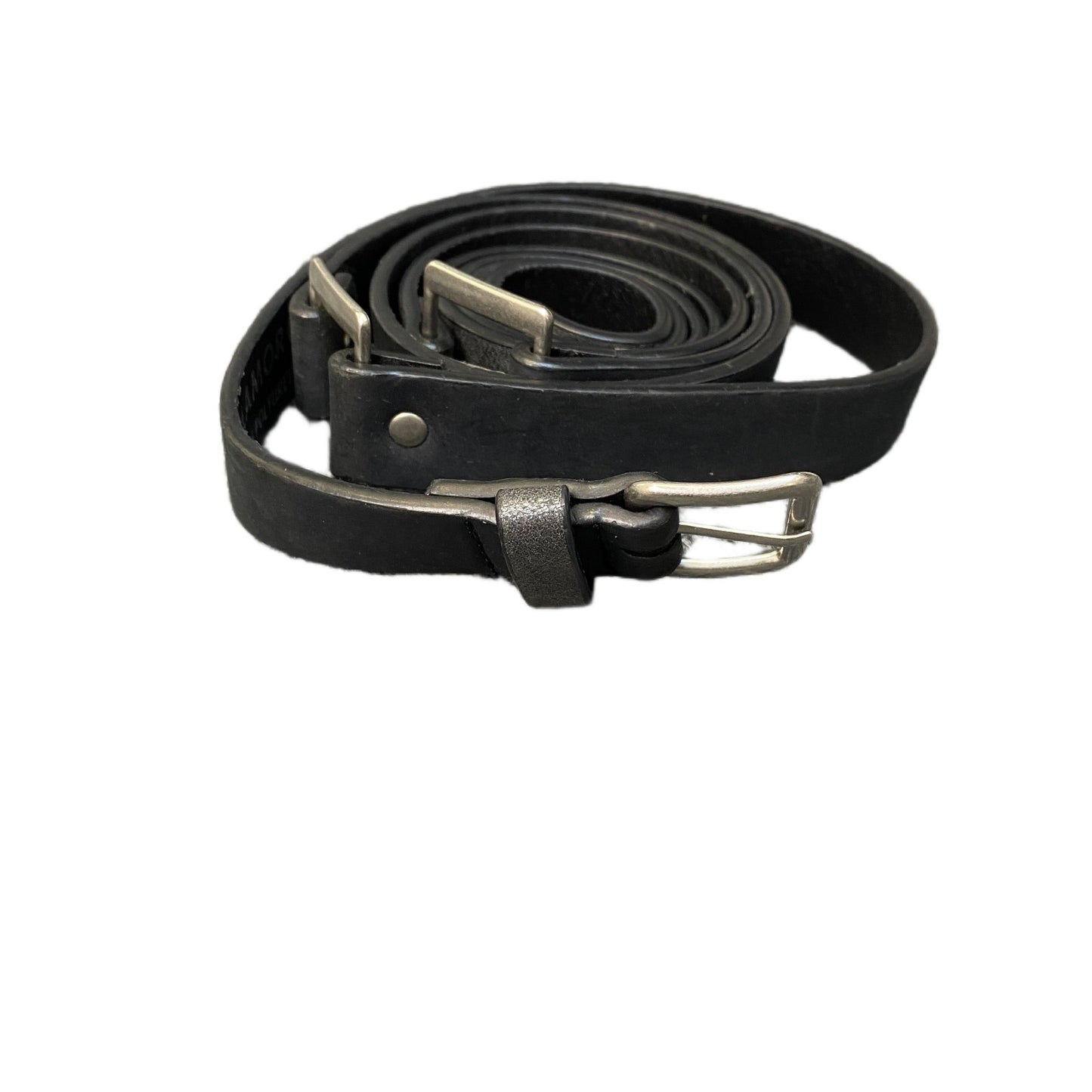 Glamorous Waist Belt Mens Black Polyurethane Adjustable Silver Buckle 68 inches