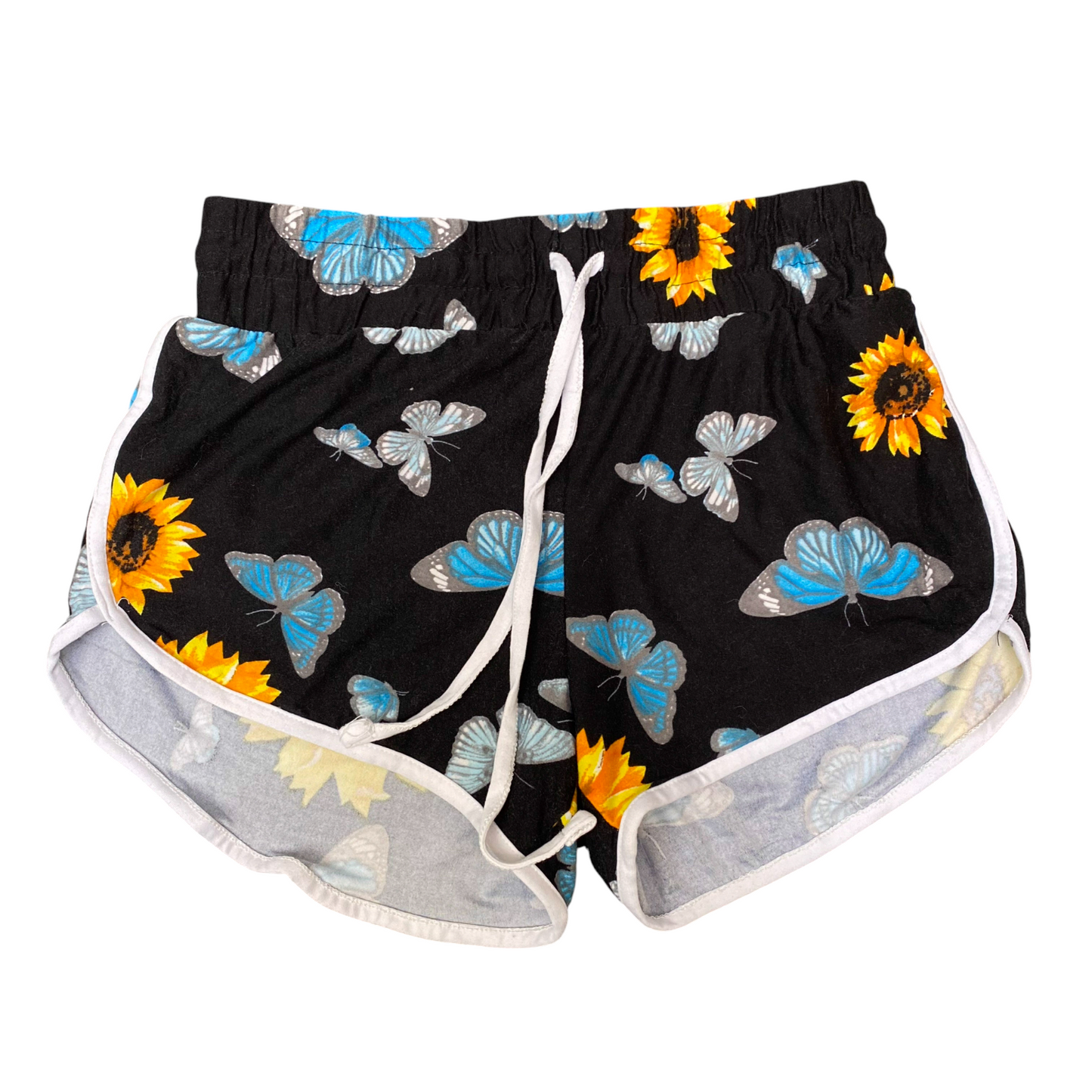 Sprinter Shorts Womens M Black Butterfly Print Running Athletic Elastic Waist
