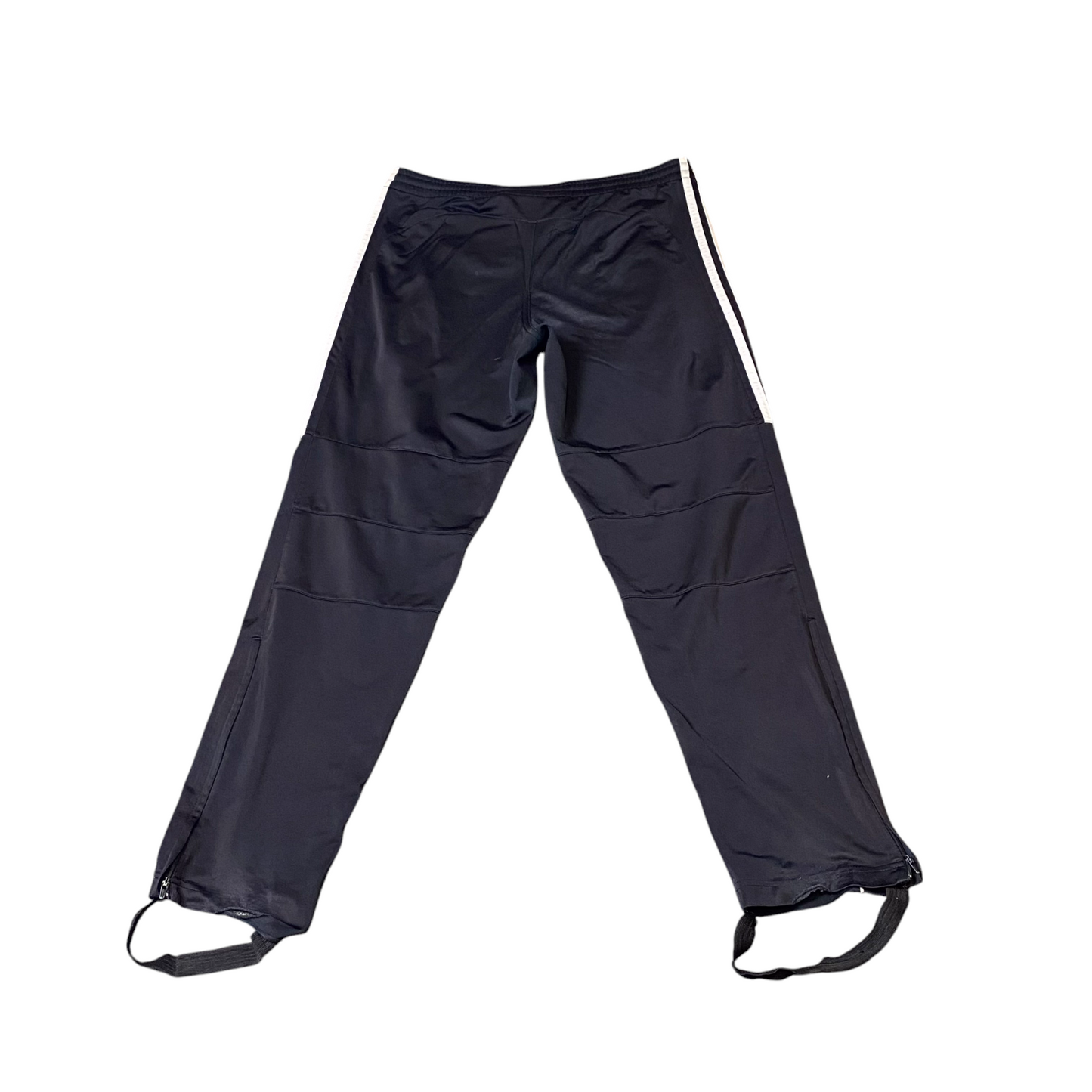 adidas Joggers Womens Large Black 3 Stripes Panel Elastic Waist Stirrup Pants