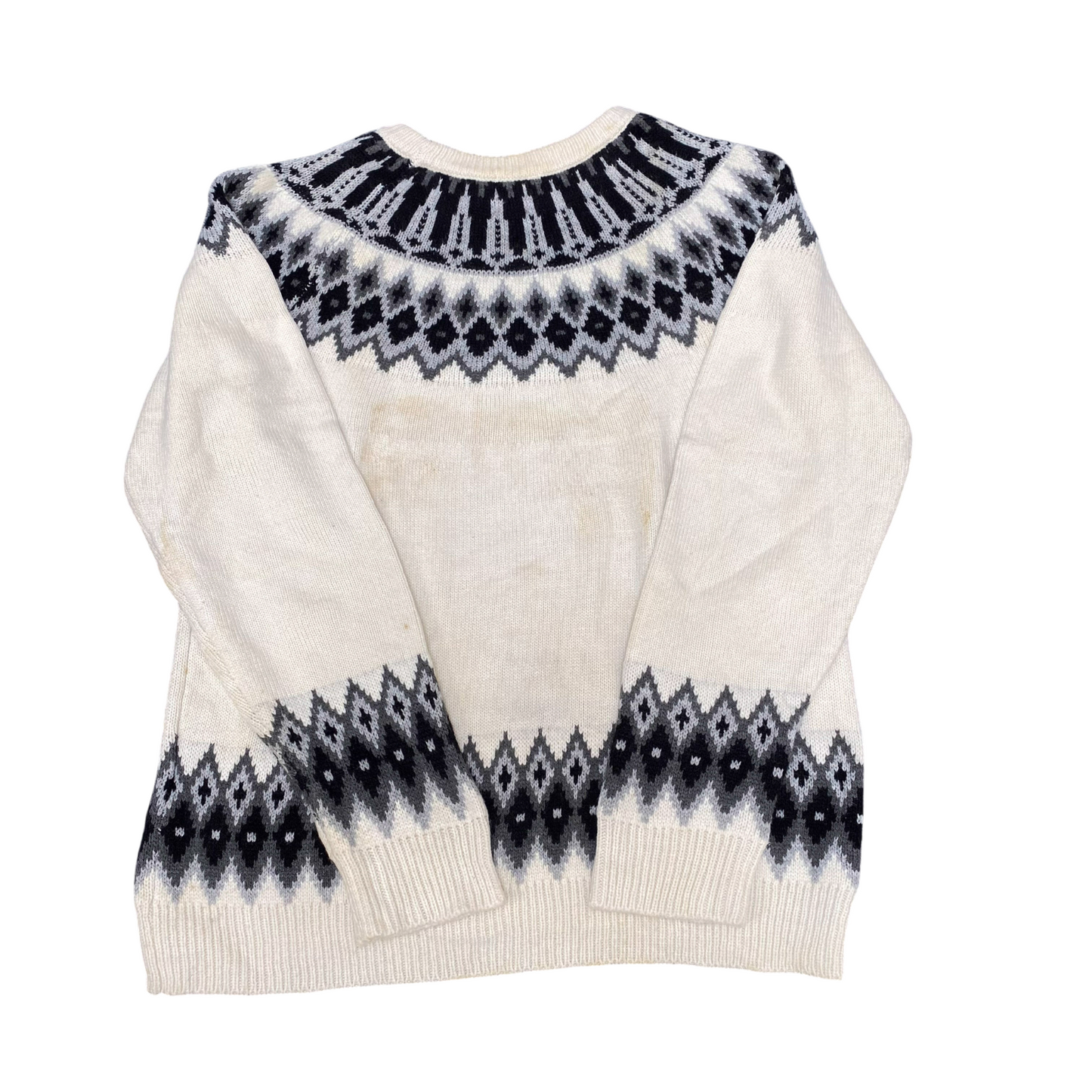 Browny Standard Jumper Womens Medium Cream Black Fair Isle Nordic Warm Pullover