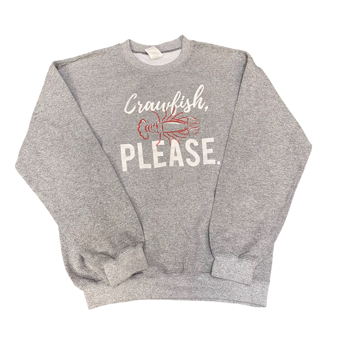 Gildan Sweatshirt Womens Medium Grey Crawfish Please Graphic Crew Neck Pullover